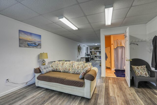 living room with hardwood / wood-style floors