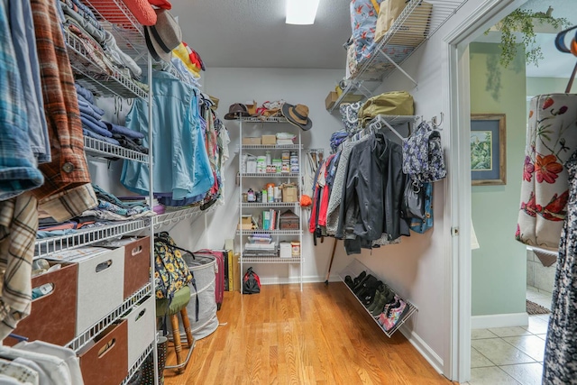 spacious closet with wood-type flooring