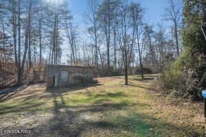 view of yard with an outbuilding