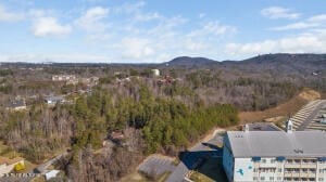 birds eye view of property with a mountain view