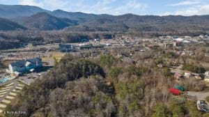 birds eye view of property with a mountain view