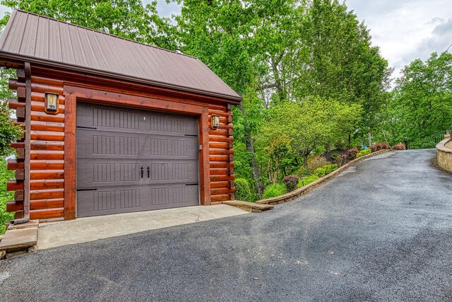 view of garage