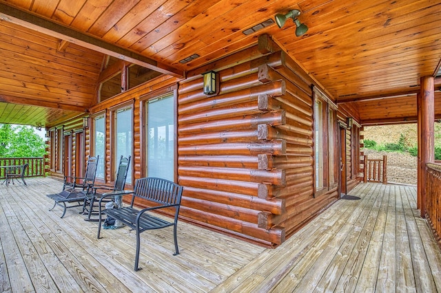 deck with covered porch