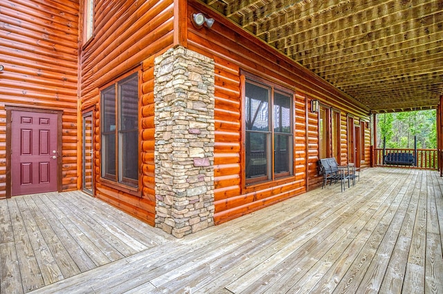 deck featuring covered porch