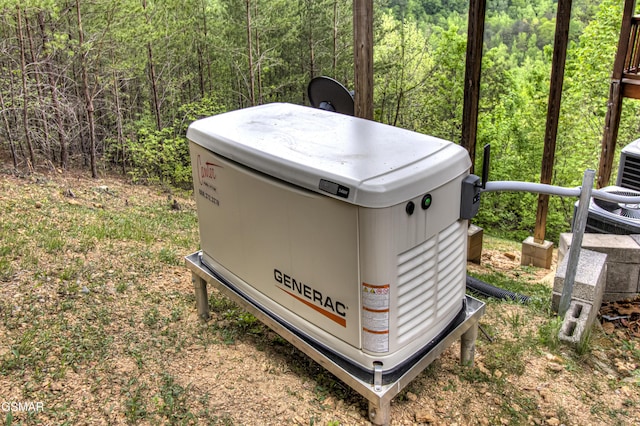 details with a power unit and a wooded view