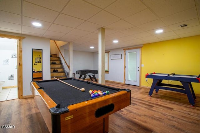 3637 Marshall Ln, Sevierville, TN 37862 - rec room with pool table, wood finished floors, and a drop ceiling