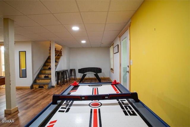 3637 Marshall Ln, Sevierville, TN 37862 - recreation room with a paneled ceiling, wood finished floors, and recessed lighting
