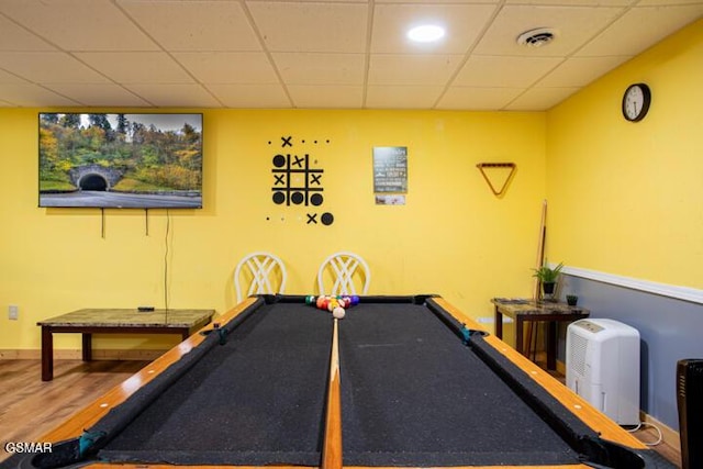 3637 Marshall Ln, Sevierville, TN 37862 - game room featuring a drop ceiling, billiards, and wood finished floors