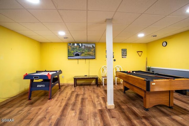 3637 Marshall Ln, Sevierville, TN 37862 - game room with wood finished floors, billiards, recessed lighting, and a paneled ceiling