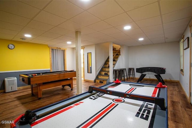 3637 Marshall Ln, Sevierville, TN 37862 - game room featuring wood finished floors, recessed lighting, and a drop ceiling