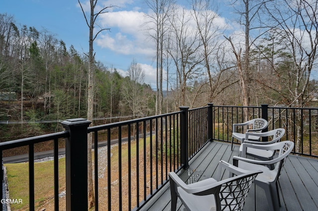 deck with a forest view