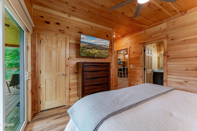1012 Pinyon Cir, Pigeon Forge, TN 37863 - bedroom featuring light wood-type flooring and wood walls