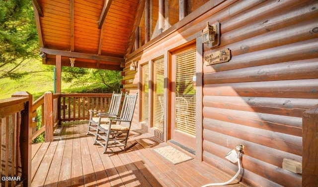 wooden deck with a porch