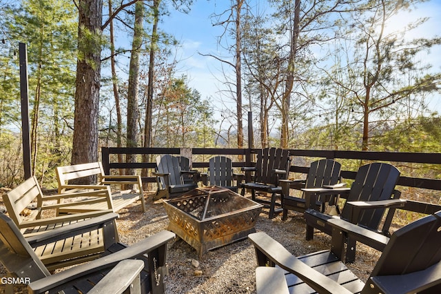 deck featuring a fire pit