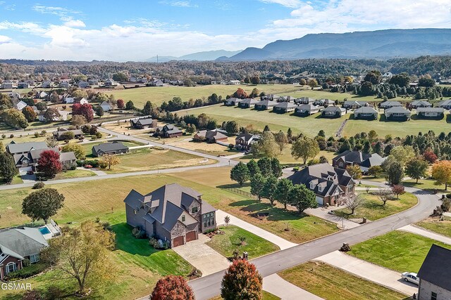 aerial view with a mountain view