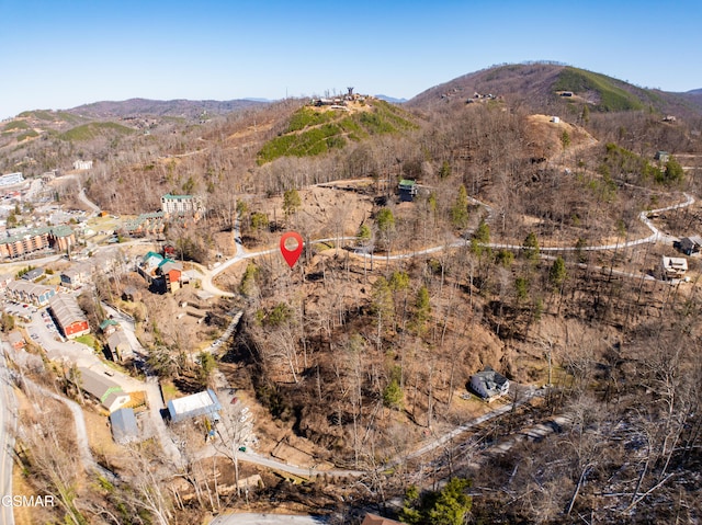 drone / aerial view with a mountain view