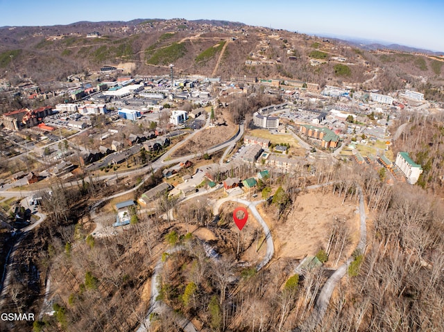 bird's eye view with a mountain view