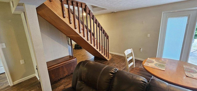 interior space with dark wood-type flooring