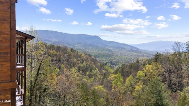 view of mountain feature featuring a view of trees