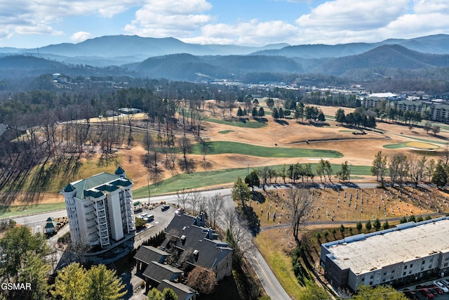 birds eye view of property with a mountain view