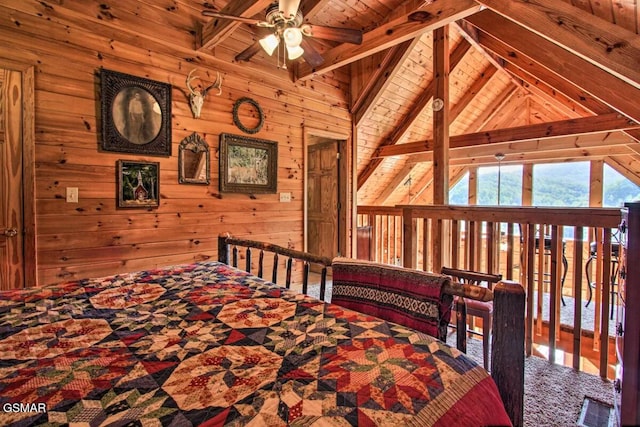 910 Laurel Lick Rd, Pigeon Forge, TN 37863 - bedroom featuring wood ceiling, wood walls, and access to exterior