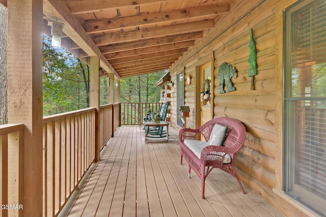 wooden deck with covered porch