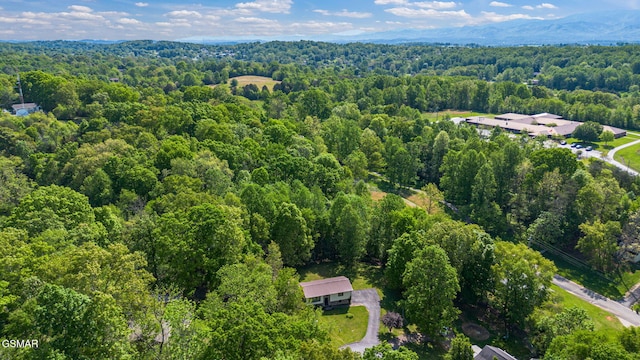 birds eye view of property featuring a view of trees