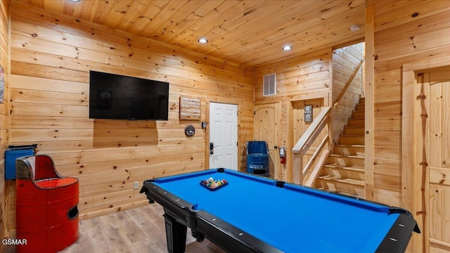 438 Alpine Mountain Way, Pigeon Forge, TN 37863 - recreation room featuring wooden ceiling, billiards, wood walls, and visible vents