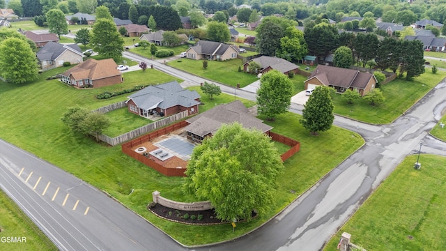 aerial view featuring a residential view