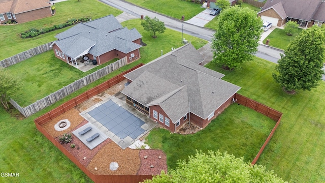 aerial view with a residential view