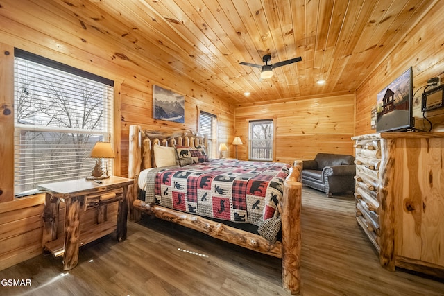 692 Stockton Dr, Sevierville, TN 37876 - bedroom featuring wood finished floors, wood walls, and wood ceiling