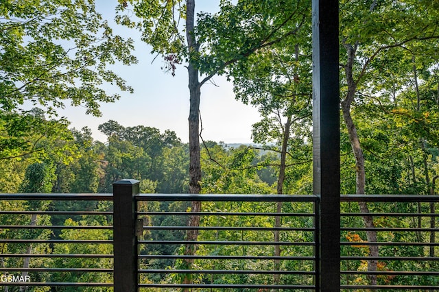 balcony with a view of trees