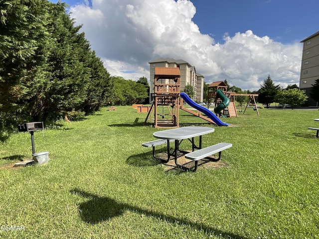 view of play area with a lawn