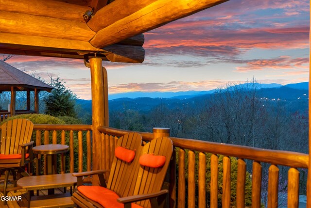 2436 Smoky Vista Way, Sevierville, TN 37862 - deck at dusk with a mountain view and a gazebo