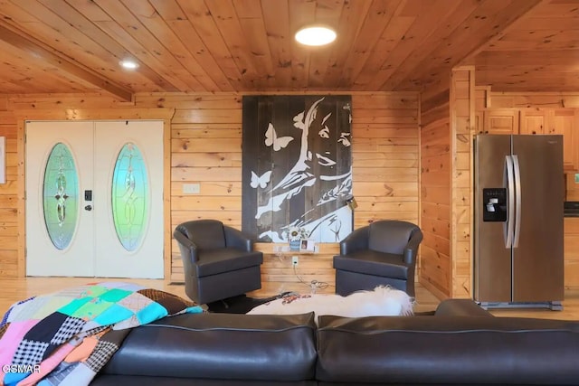 2336 Breezy Rd, Sevierville, TN 37876 - living area with wood walls, wood ceiling, and recessed lighting