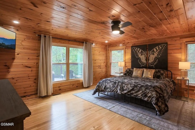 2336 Breezy Rd, Sevierville, TN 37876 - bedroom with hardwood / wood-style flooring, wooden walls, wooden ceiling, and access to exterior