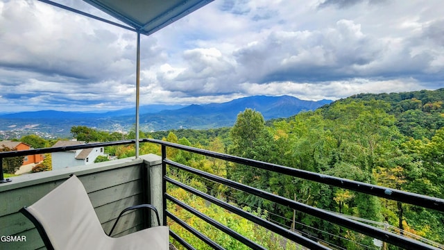 balcony with a mountain view