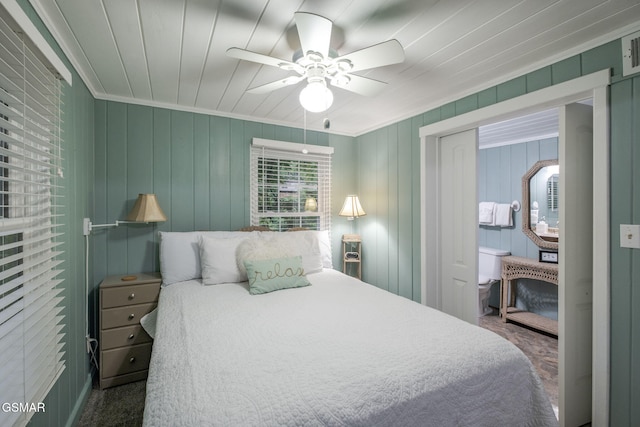 204 Hill St, Gatlinburg, TN 37738 - bedroom featuring ceiling fan and ornamental molding