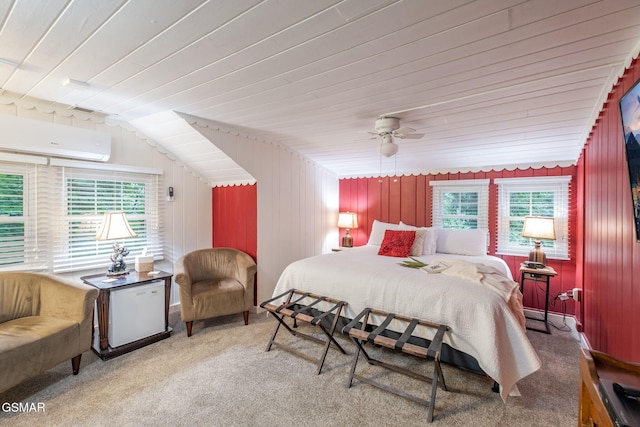 204 Hill St, Gatlinburg, TN 37738 - carpeted bedroom with an AC wall unit and ceiling fan