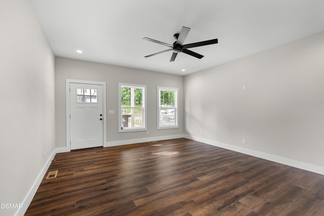 270B W Main St, Dandridge, TN 37725 - entryway featuring dark wood-type flooring, ceiling fan, baseboards, and recessed lighting