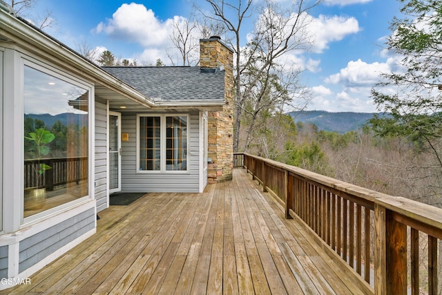 deck featuring a mountain view