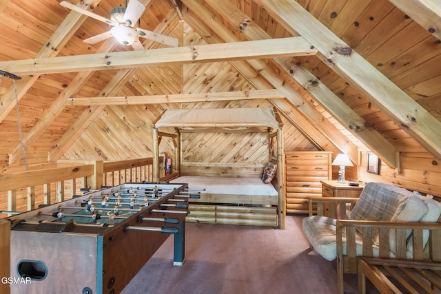 2112 Redmond Way, Sevierville, TN 37876 - bedroom featuring wooden ceiling, wooden walls, and carpet flooring
