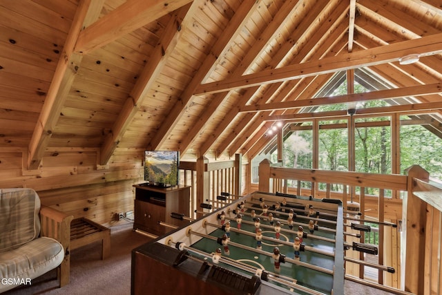2112 Redmond Way, Sevierville, TN 37876 - recreation room with wooden ceiling and carpet flooring