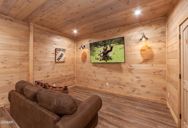 2741 Red Sky Dr, Sevierville, TN 37862 - living area featuring wooden ceiling, wood finished floors, and wood walls