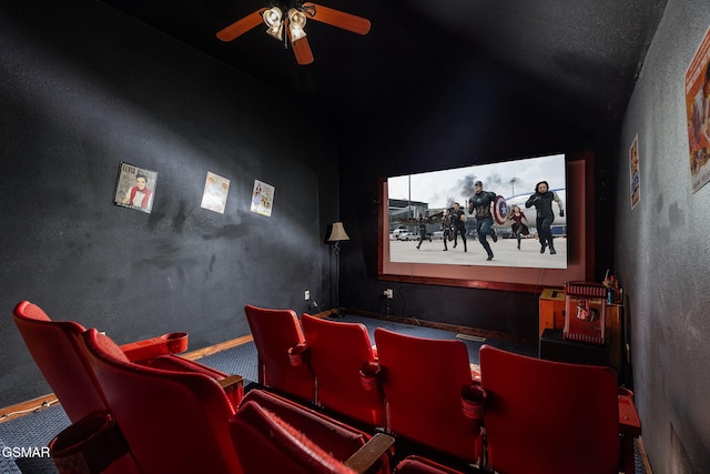 home theater featuring ceiling fan