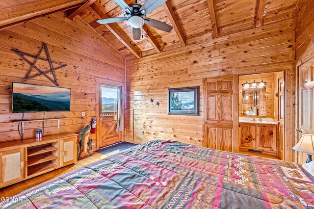 2251 Upper Middle Creek Rd Unit 8, Sevierville, TN 37876 - bedroom featuring wooden ceiling, wood walls, and wood finished floors