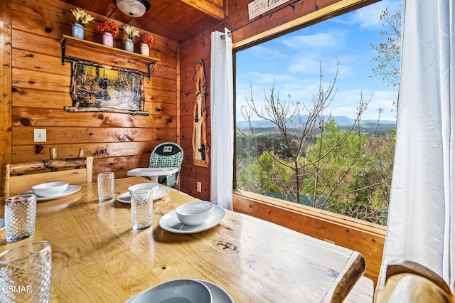 2251 Upper Middle Creek Rd Unit 8, Sevierville, TN 37876 - dining room featuring wood walls, healthy amount of natural light, and wood ceiling