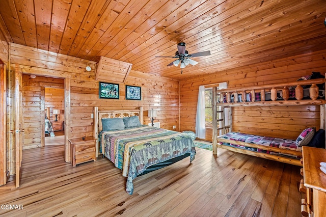 2251 Upper Middle Creek Rd Unit 8, Sevierville, TN 37876 - bedroom with hardwood / wood-style floors, wood ceiling, wood walls, and access to outside