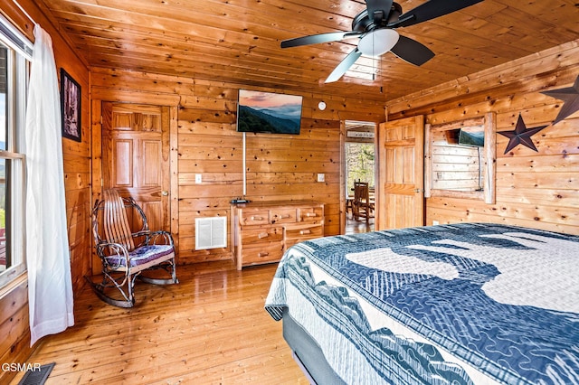 2251 Upper Middle Creek Rd Unit 8, Sevierville, TN 37876 - bedroom with wooden walls, wooden ceiling, and light wood-style flooring