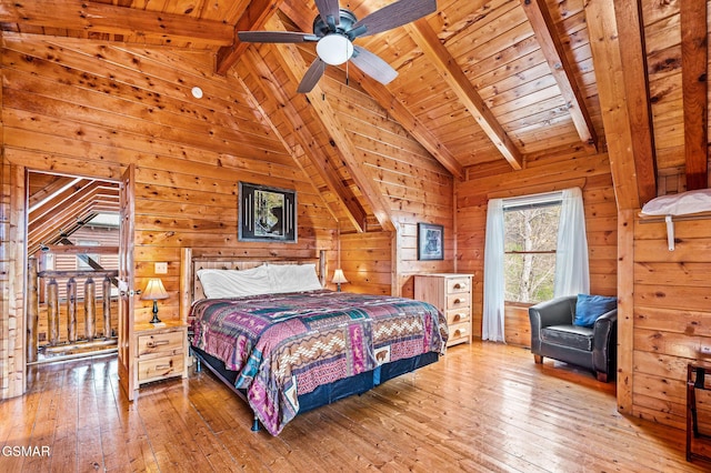 2251 Upper Middle Creek Rd Unit 8, Sevierville, TN 37876 - bedroom with wood-type flooring, wooden ceiling, and wooden walls